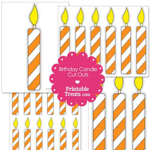 Orange and white birthday candle cut outs from PrintableTreats.com