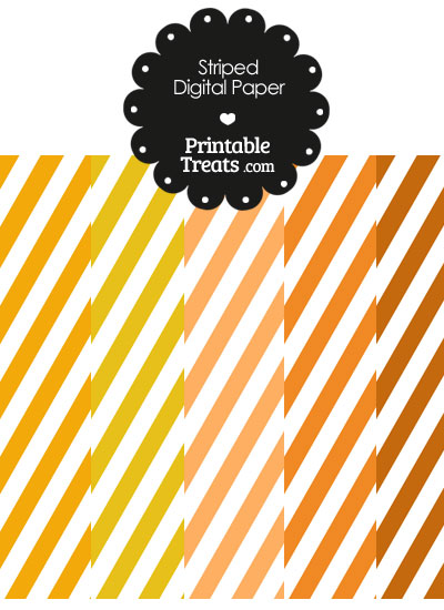 Orange and White Diagonal Striped Digital Scrapbook Paper from PrintableTreats.com