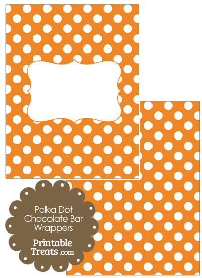 Orange and White Polka Dot Chocolate Bar Wrappers from PrintableTreats.com