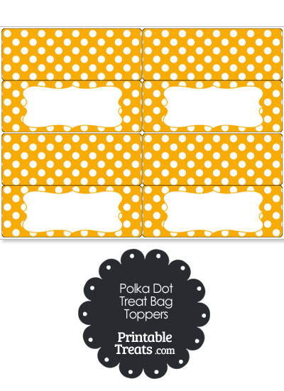 Orange and White Polka Dot Treat Bag Toppers from PrintableTreats.com