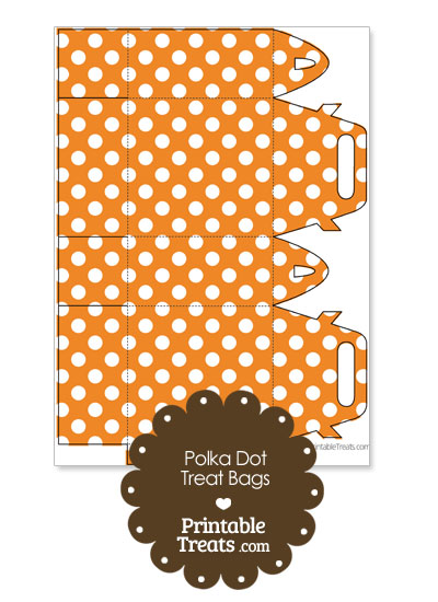 Orange and White Polka Dot Treat Bags to Print from PrintableTreats.com