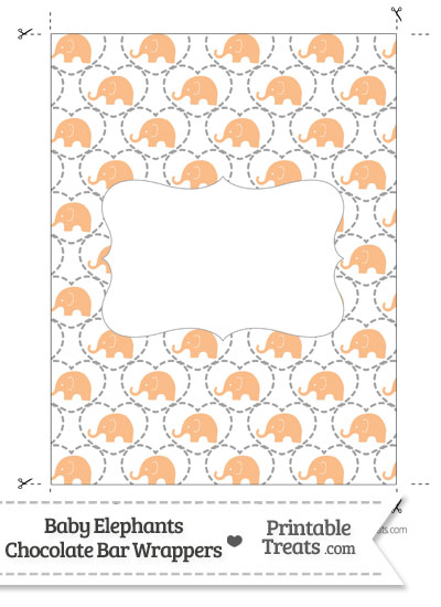Orange Baby Elephants Chocolate Bar Wrappers from PrintableTreats.com