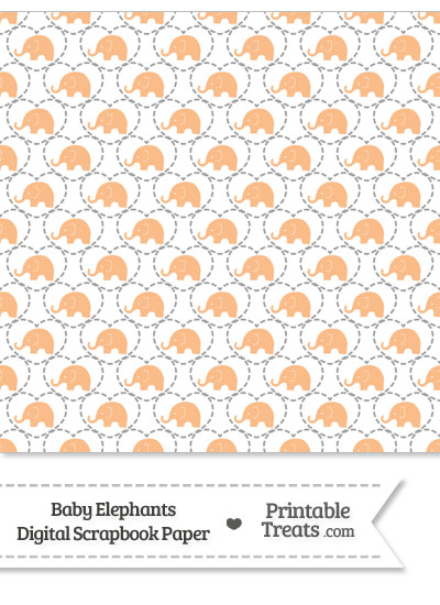 Orange Baby Elephants Digital Scrapbook Paper from PrintableTreats.com