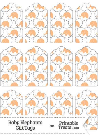 Orange Baby Elephants Gift Tags from PrintableTreats.com