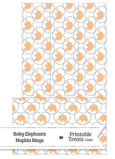 Orange Baby Elephants Napkin Rings from PrintableTreats.com