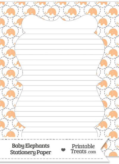 Orange Baby Elephants Stationery Paper from PrintableTreats.com