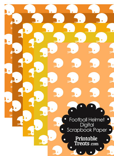 Orange Background Football Helmet Digital Scrapbook Paper from PrintableTreats.com