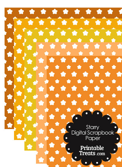 Orange Background Star Digital Scrapbook Paper from PrintableTreats.com