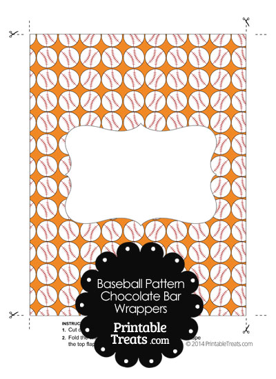 Orange Baseball Pattern Chocolate Bar Wrappers from PrintableTreats.com
