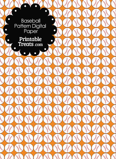 Orange Baseball Pattern Digital Scrapbook Paper from PrintableTreats.com