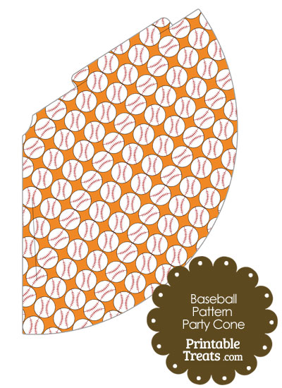 Orange Baseball Pattern Party Cone from PrintableTreats.com