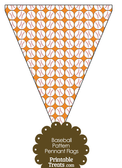 Orange Baseball Pattern Pennant Banner Flag from PrintableTreats.com