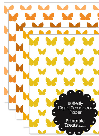 Orange Butterfly Digital Scrapbook Paper from PrintableTreats.com