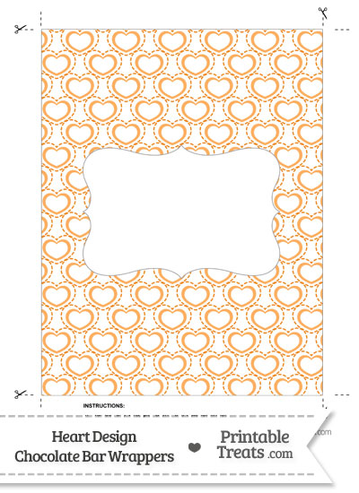 Orange Heart Design Chocolate Bar Wrappers from PrintableTreats.com
