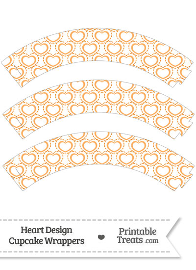 Orange Heart Design Cupcake Wrappers from PrintableTreats.com