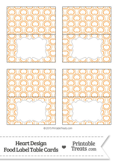 Orange Heart Design Food Labels from PrintableTreats.com