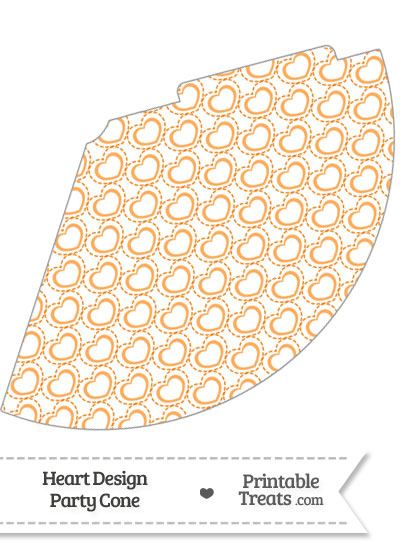 Orange Heart Design Party Cone from PrintableTreats.com