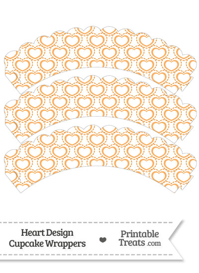 Orange Heart Design Scalloped Cupcake Wrappers from PrintableTreats.com