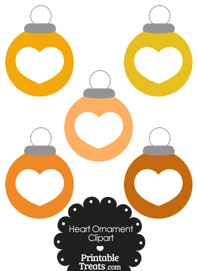Orange Heart Ornament Clipart from PrintableTreats.com