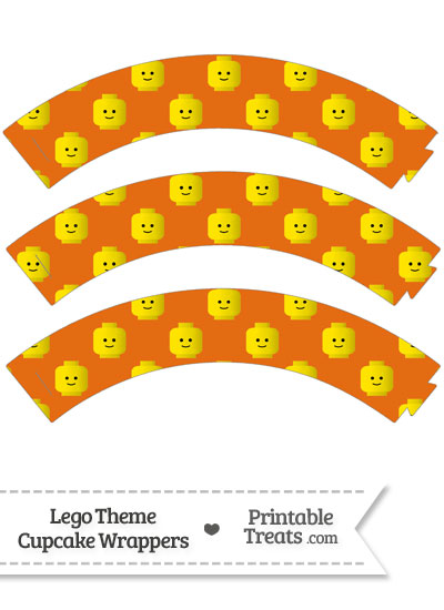 Orange Lego Theme Cupcake Wrappers from PrintableTreats.com