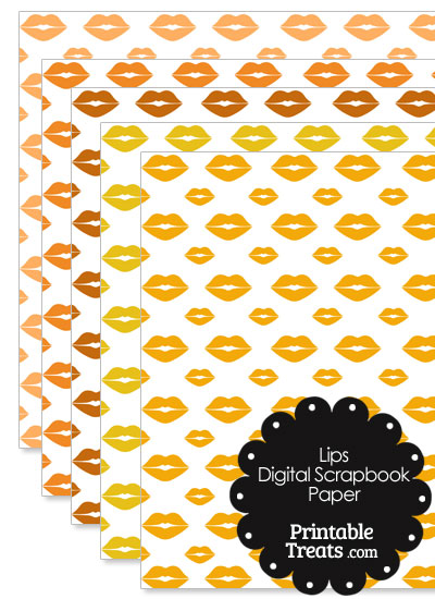Orange Lips Digital Scrapbook Paper from PrintableTreats.com