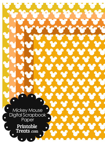 Orange Mickey Mouse Head Digital Paper from PrintableTreats.com