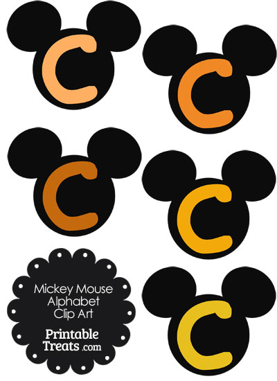 Orange Mickey Mouse Head Letter C Clipart from PrintableTreats.com
