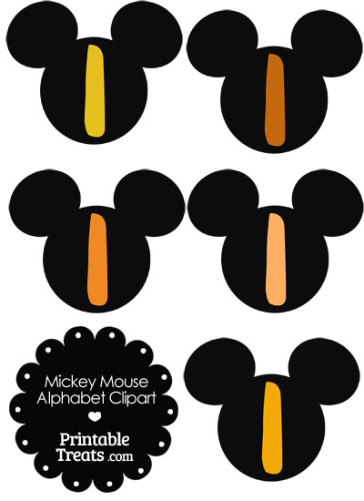 Orange Mickey Mouse Head Letter I Clipart from PrintableTreats.com