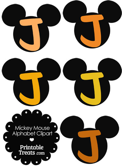 Orange Mickey Mouse Head Letter J Clipart from PrintableTreats.com