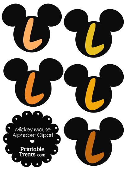 Orange Mickey Mouse Head Letter L Clipart from PrintableTreats.com