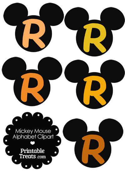 Orange Mickey Mouse Head Letter R Clipart from PrintableTreats.com