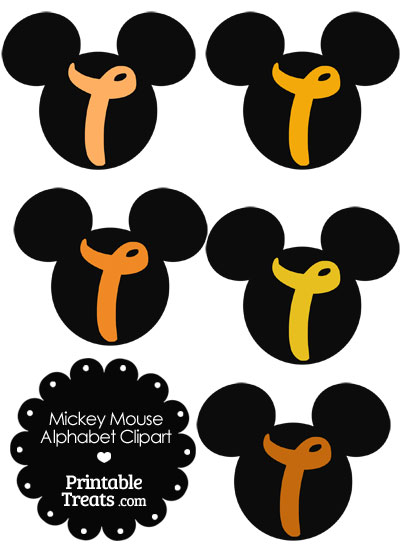 Orange Mickey Mouse Head Letter T Clipart from PrintableTreats.com