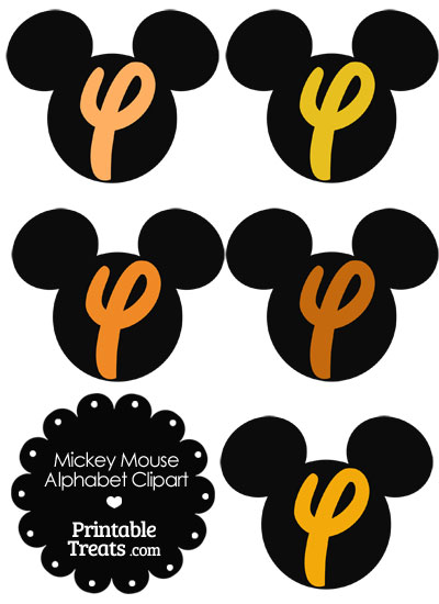 Orange Mickey Mouse Head Letter Y Clipart from PrintableTreats.com