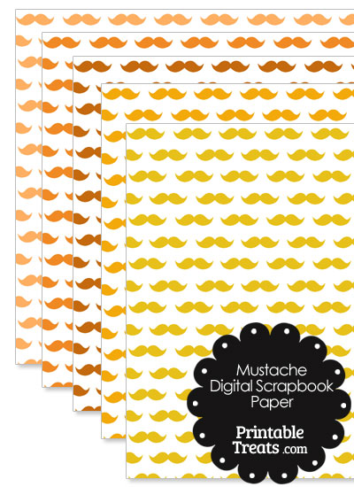 Orange Mustache Digital Scrapbook Paper from PrintableTreats.com