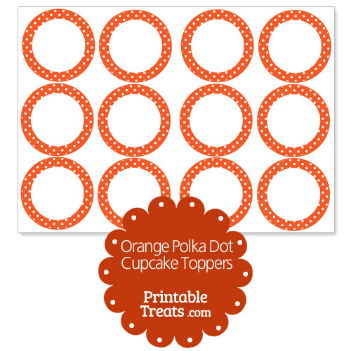 orange polka dot cupcake toppers