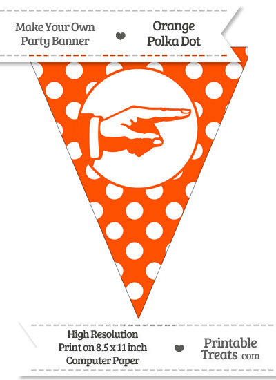 Orange Polka Dot Pennant Flag with Hand Pointing Right — Printable ...