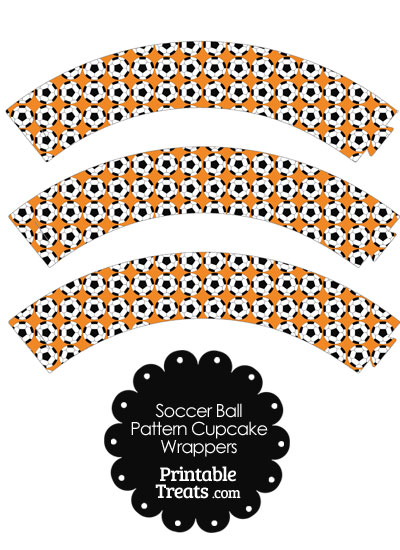 Orange Soccer Ball Pattern Cupcake Wrappers from PrintableTreats.com