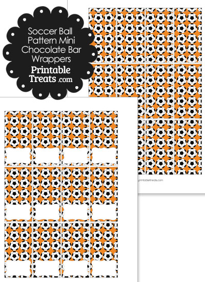 Orange Soccer Ball Pattern Mini Chocolate Bar Wrappers from PrintableTreats.com