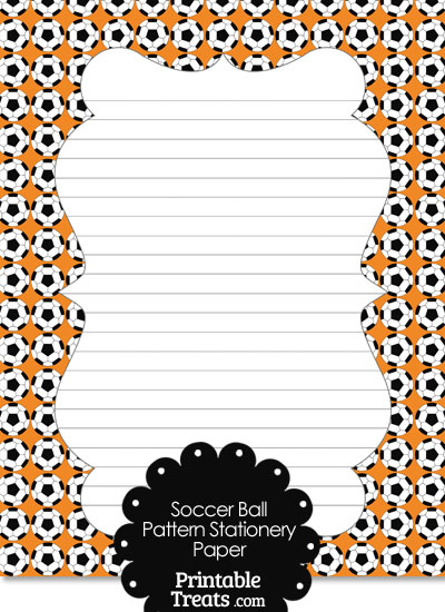 Orange Soccer Ball Pattern Stationery Paper from PrintableTreats.com