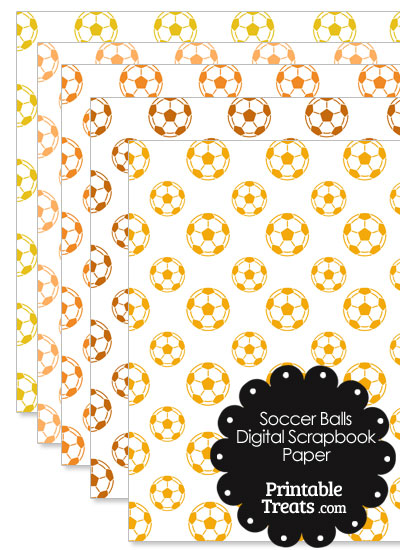 Orange Soccer Digital Scrapbook Paper from PrintableTreats.com