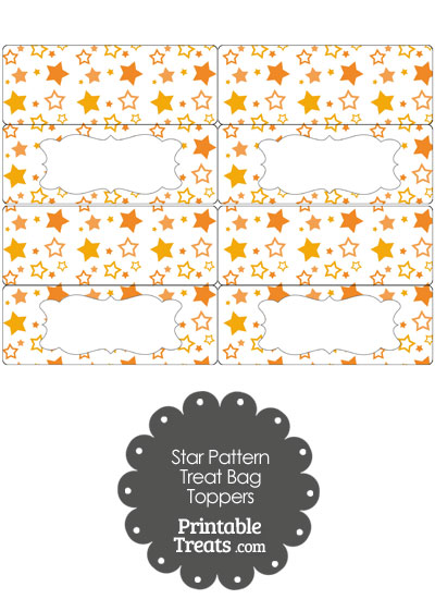 Orange Star Pattern Treat Bag Toppers from PrintableTreats.com