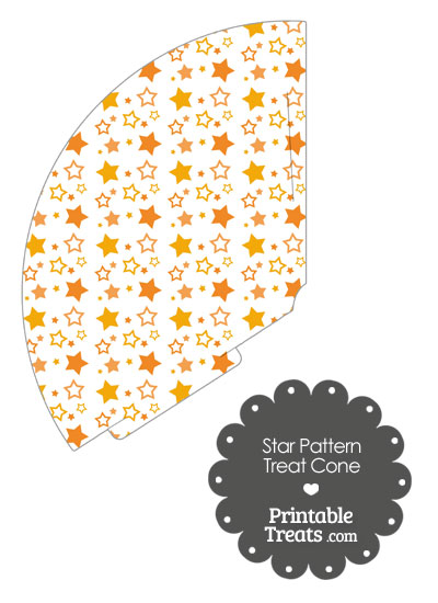 Orange Star Pattern Treat Cone from PrintableTreats.com