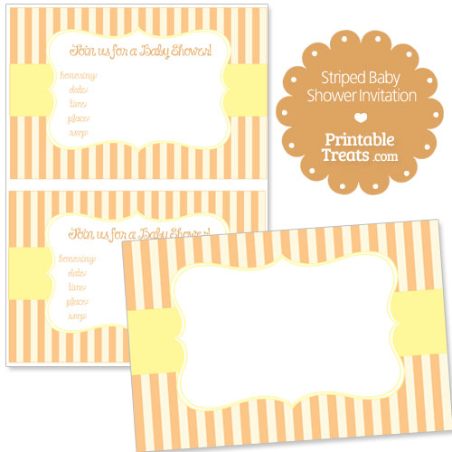 orange striped baby shower invitation