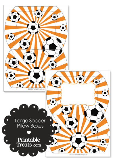 Orange Sunburst Soccer Party Large Pillow Boxes from PrintableTreats.com