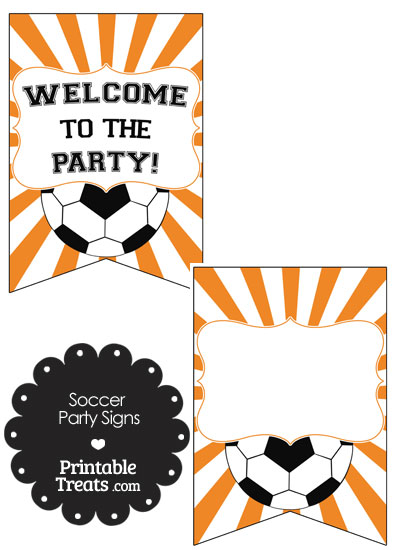 Orange Sunburst Soccer Party Signs from PrintableTreats.com