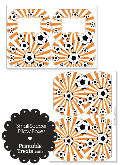 Orange Sunburst Soccer Party Small Pillow Boxes from PrintableTreats.com