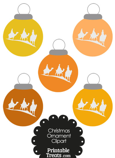 Orange Three Wise Men Christmas Ornament Clipart from PrintableTreats.com