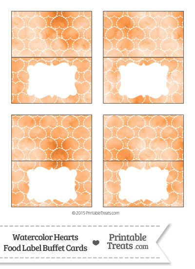 Orange Watercolor Hearts Food Labels from PrintableTreats.com