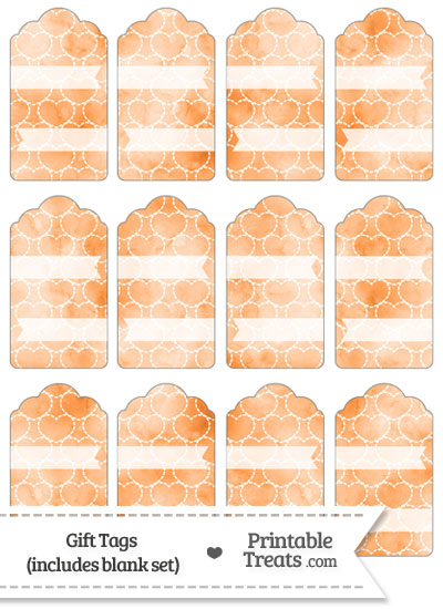 Orange Watercolor Hearts Gift Tags from PrintableTreats.com