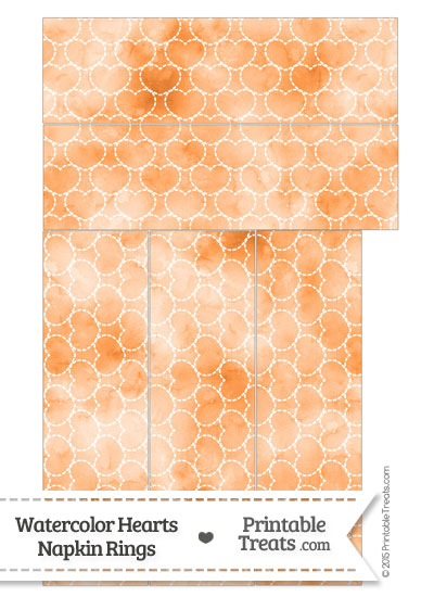 Orange Watercolor Hearts Napkin Rings from PrintableTreats.com